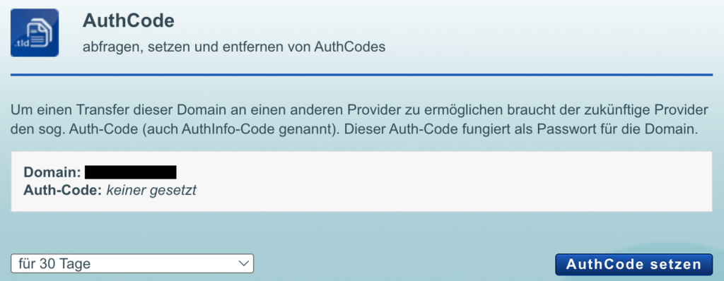 AuthCode für den Domainumzug beantragen